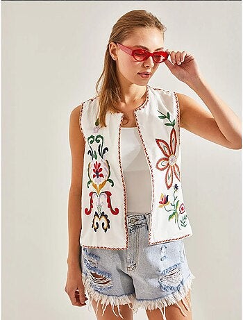 Gilet doublé avec broderies lucci