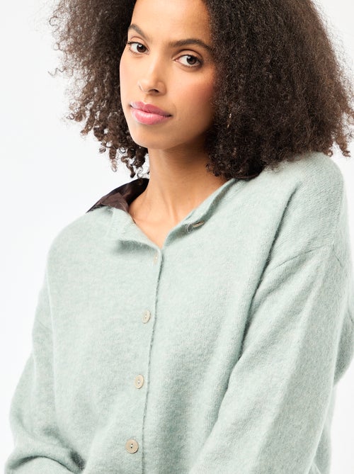 Gilet doux en laine et mohair - Kiabi