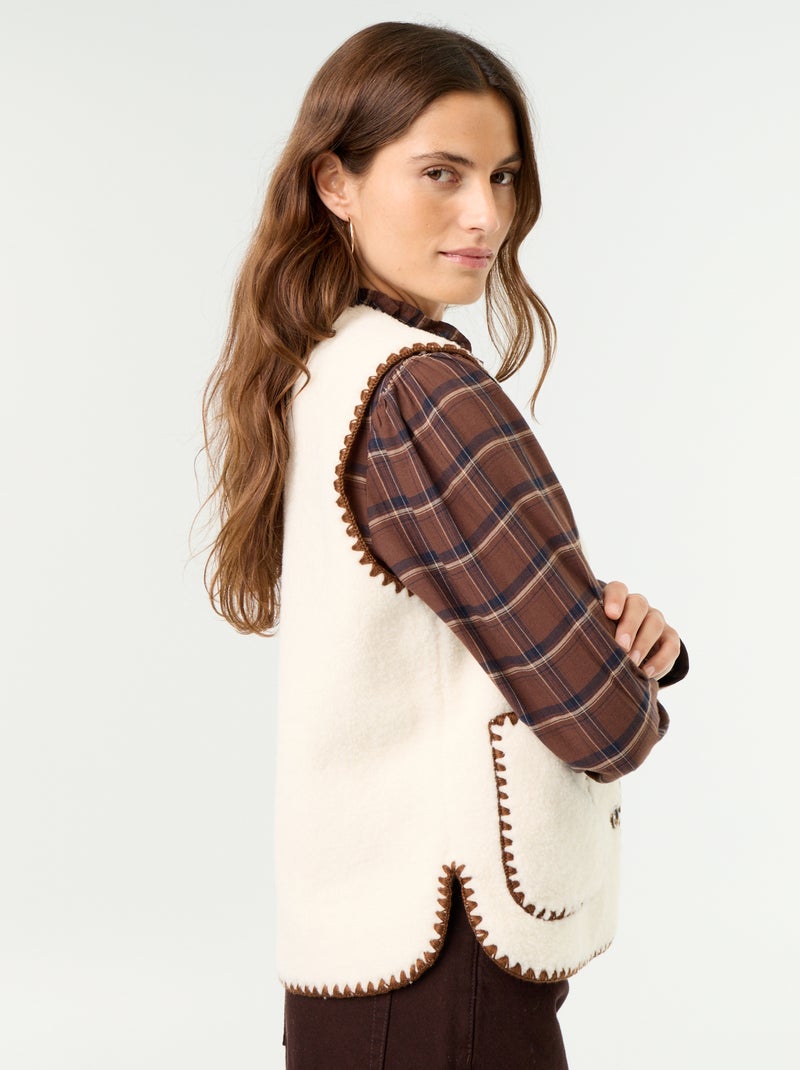 Gilet effet moutonné sans manches Beige - Kiabi