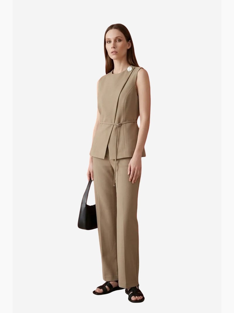 Gilet en crêpe ceinturé my fashion Camel - Kiabi
