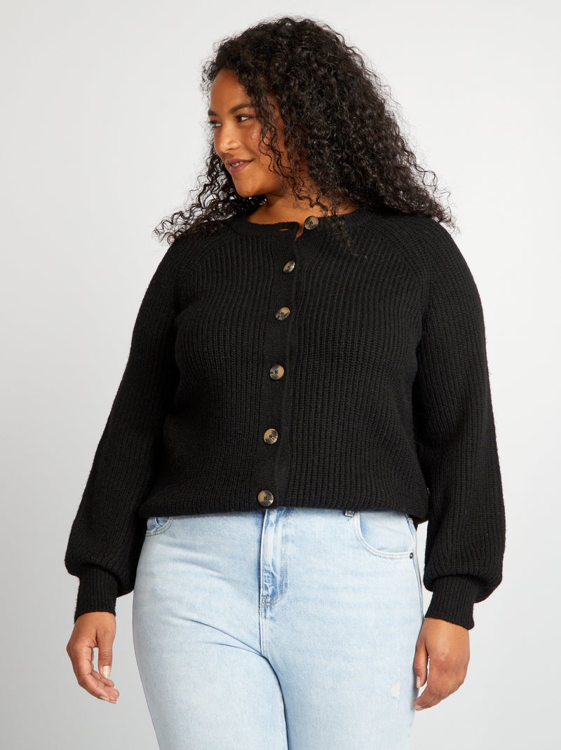Gilet en grosse maille noir - Kiabi