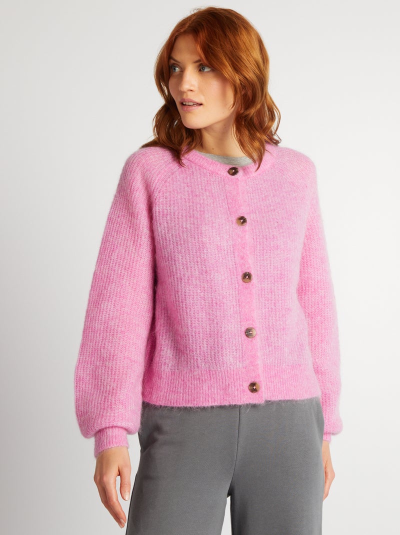 Gilet Rose Laine Kiabi Gilet Long Uni Bord à Bord Grosse Maille