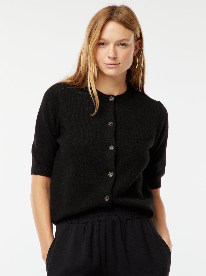 Gilet en laine mélangé noir - Kiabi