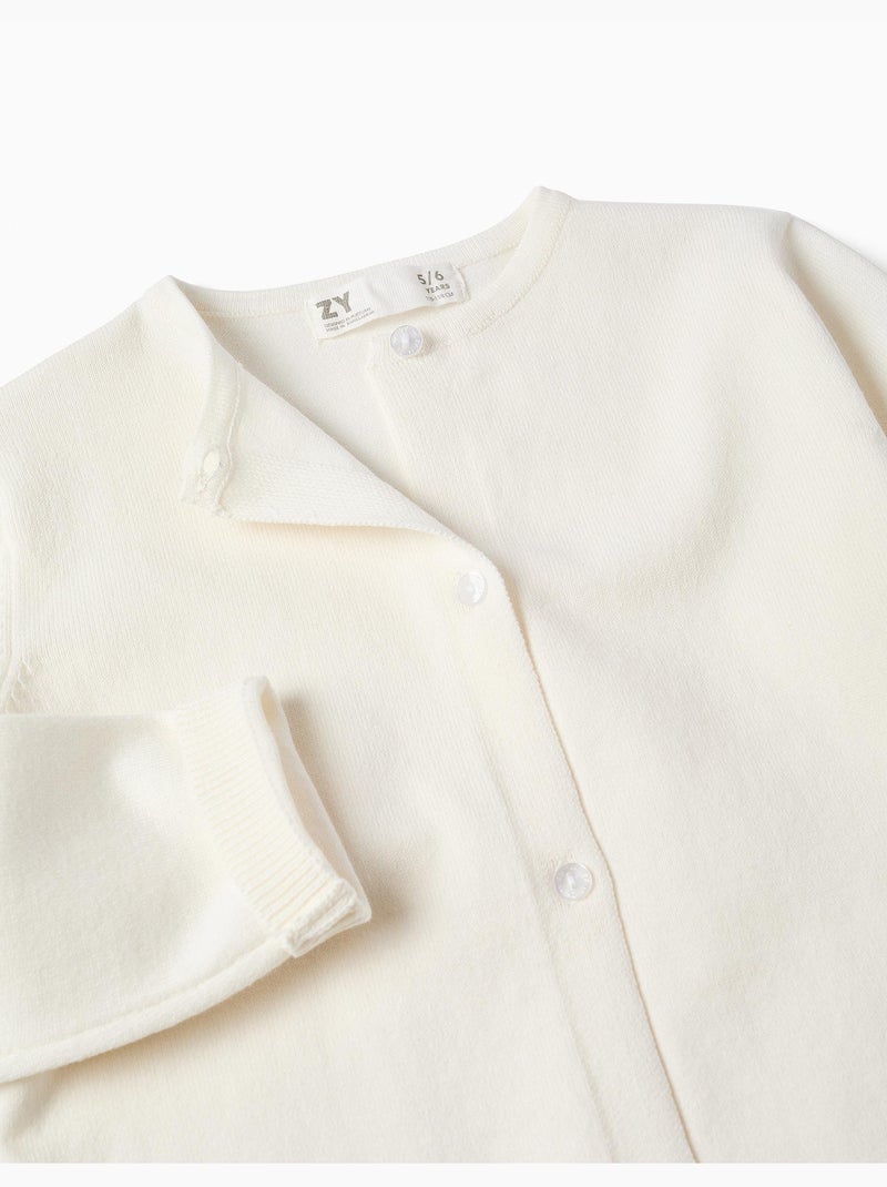 Gilet en maille à col rond Blanc - Kiabi