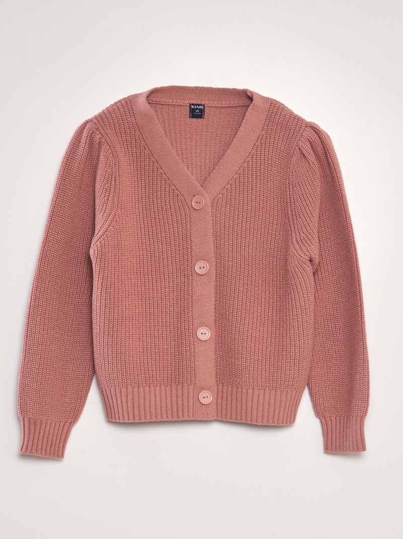 Gilet en maille à col V Rose - Kiabi