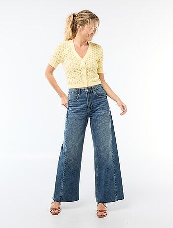 Gilet en maille ajourée à manches courtes