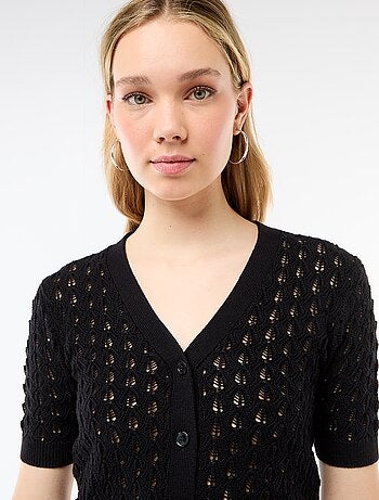 Gilet en maille ajourée à manches courtes