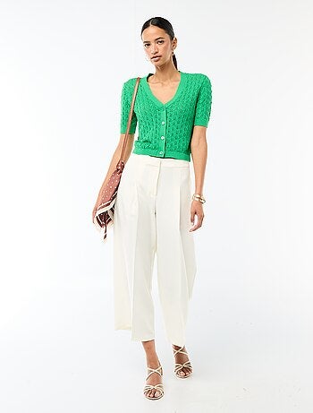 Gilet en maille ajourée à manches courtes