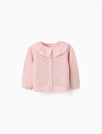 Gilet en maille ajourée avec extrémités festonnées