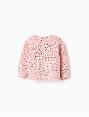 Gilet en maille ajourée avec extrémités festonnées