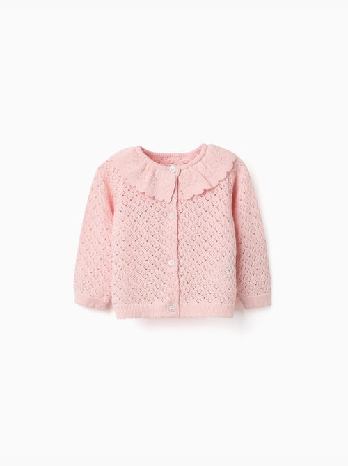 Gilet en maille ajourée avec extrémités festonnées - Kiabi