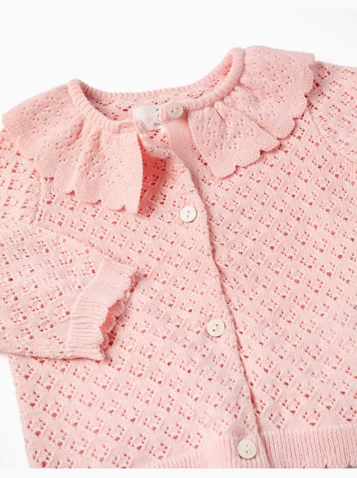 Gilet en maille ajourée avec extrémités festonnées - Kiabi