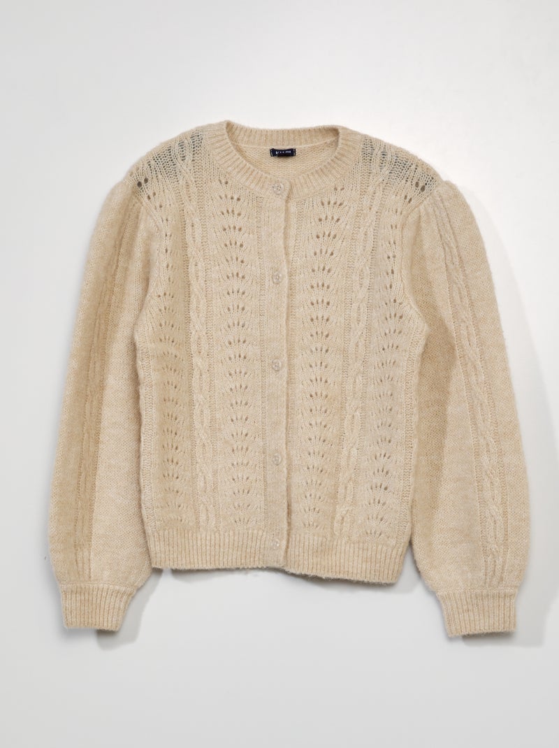 Gilet en maille ajourée Beige - Kiabi