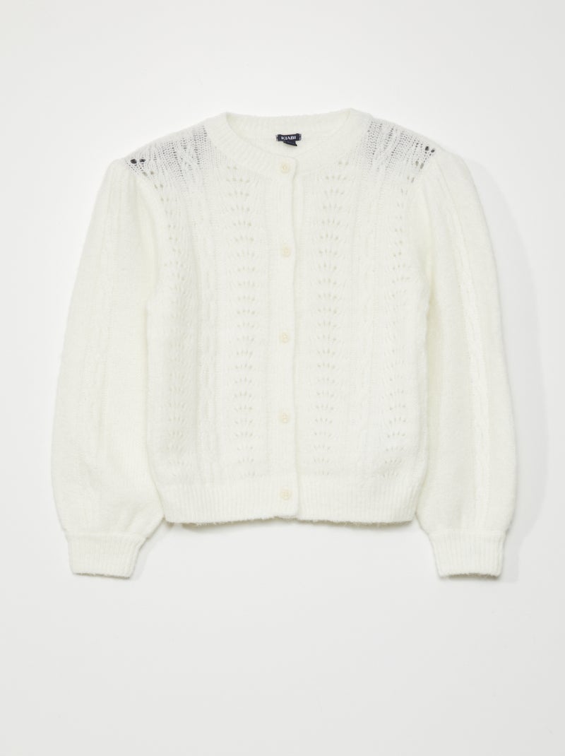 Gilet en maille ajourée blanc - Kiabi