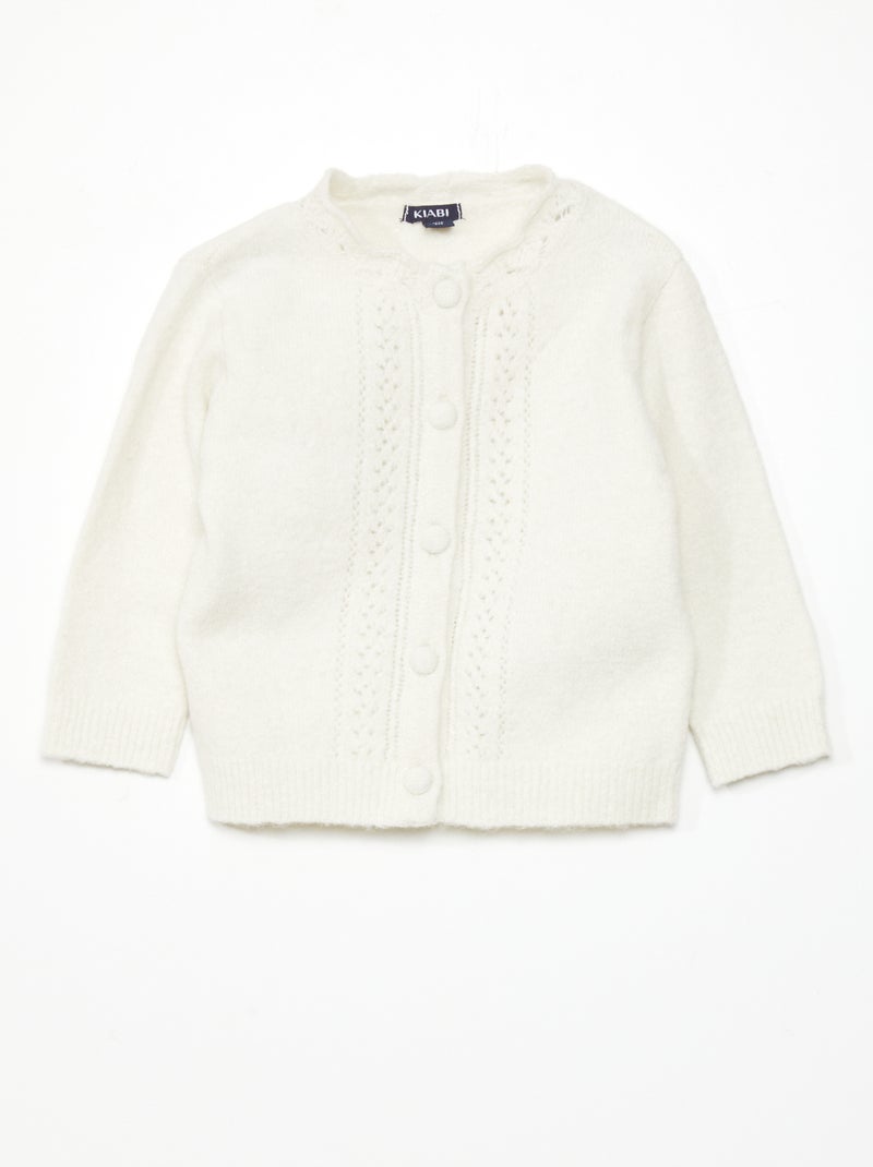 Gilet en maille ajourée blanc - Kiabi