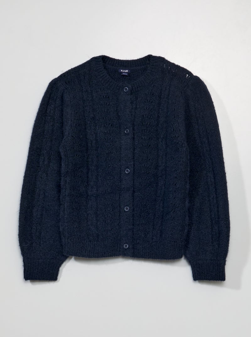 Gilet en maille ajourée Bleu - Kiabi
