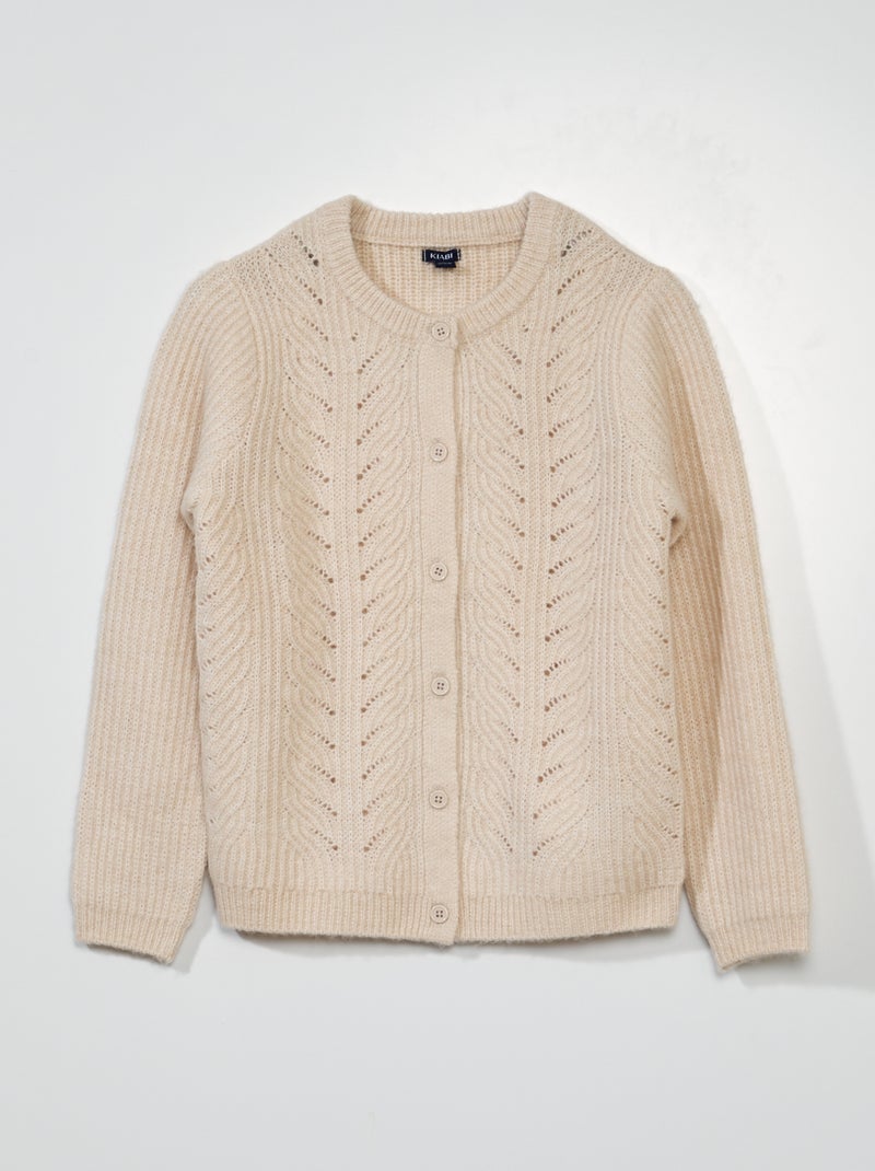 Gilet en maille ajourée Rose - Kiabi