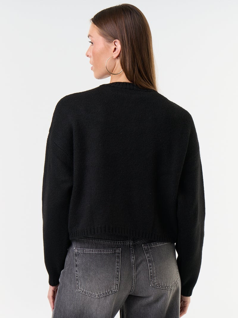 Gilet en maille avec boutons fantaisies Noir - Kiabi