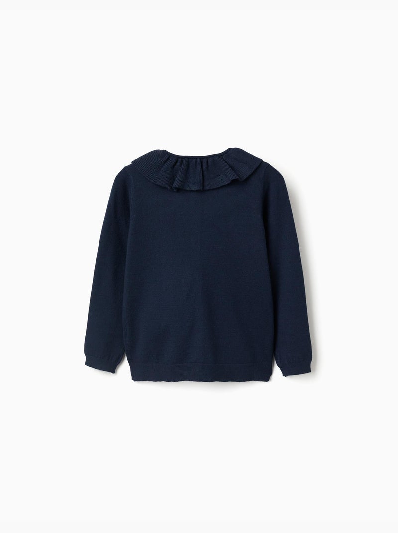 Gilet en maille avec col à volants Bleu Bleu - Kiabi