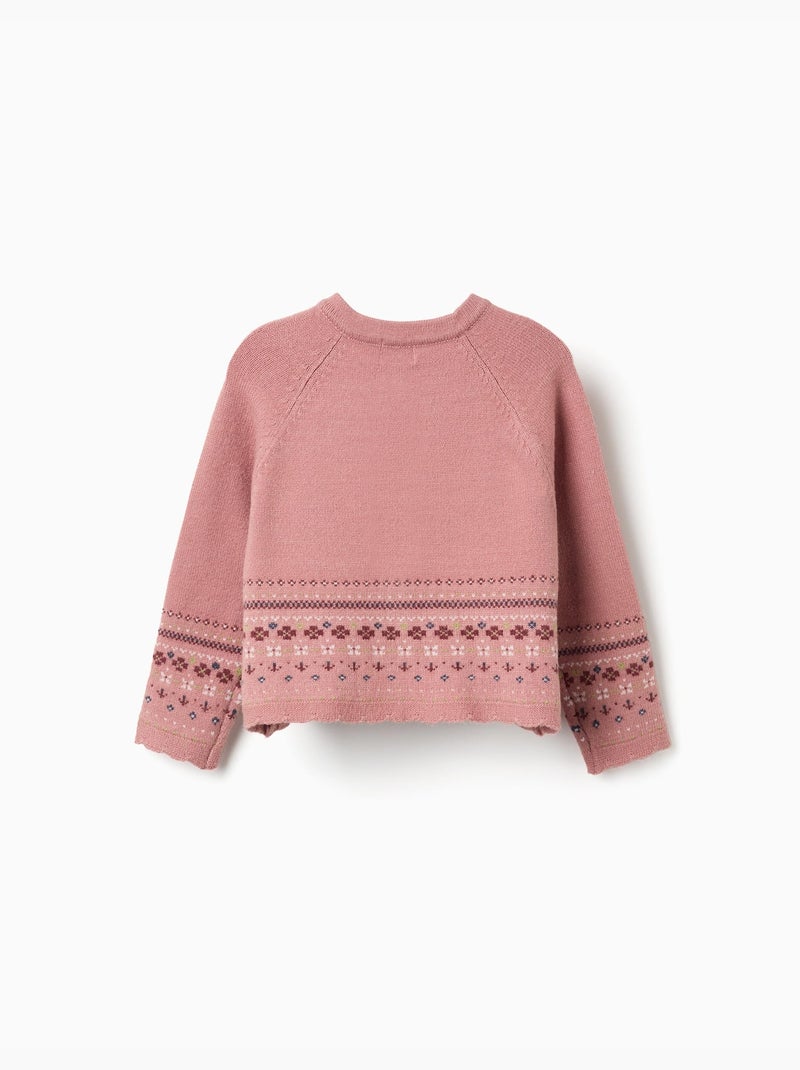 Gilet en maille avec motif jacquard Rose - Kiabi