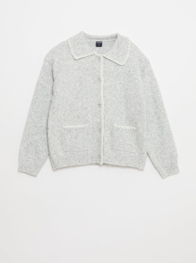 Gilet en maille avec ouverture boutonnée et poches plaquées Gris - Kiabi