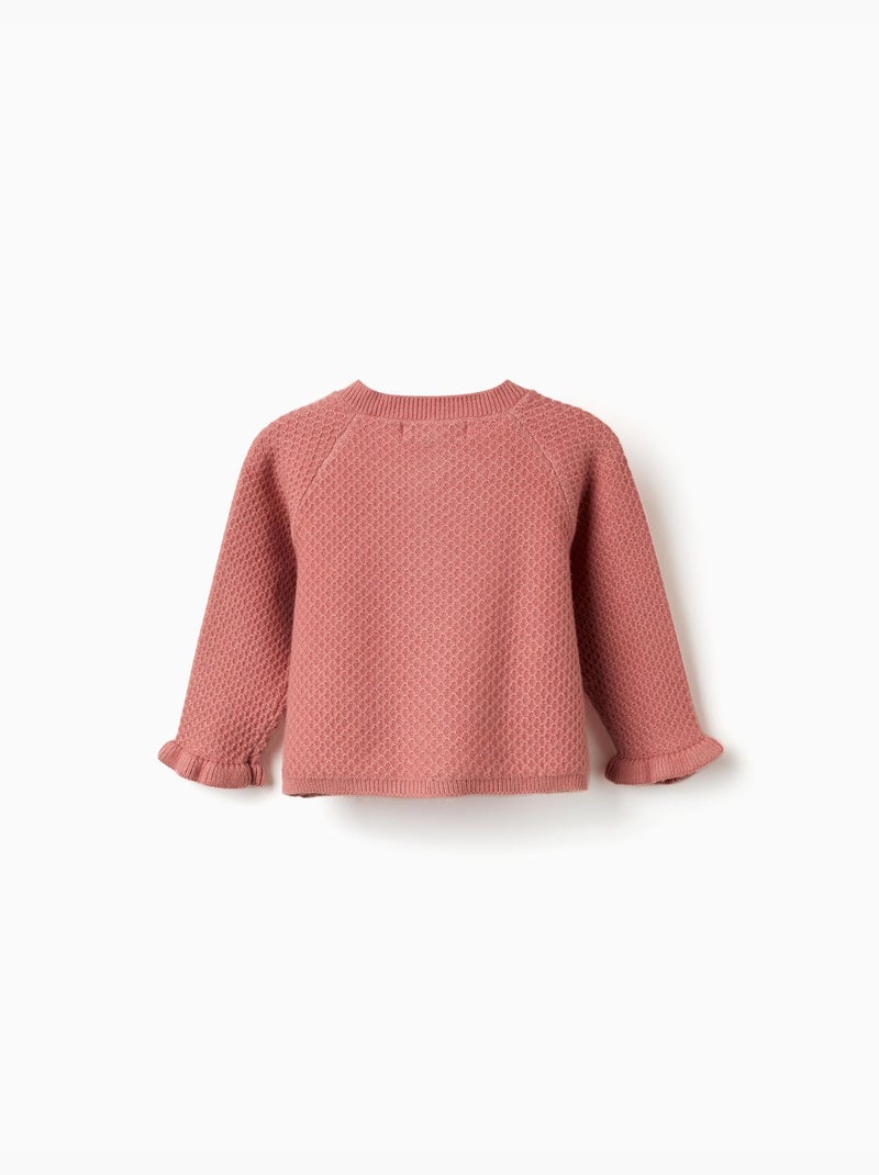 Gilet en maille avec poignets à volants Rose - Kiabi