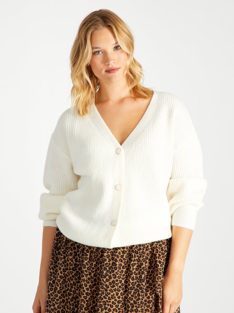 Gilet en maille Blanc - Kiabi