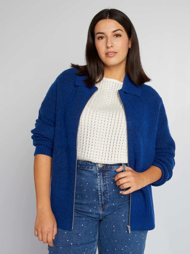 Gilet en maille bleu - Kiabi
