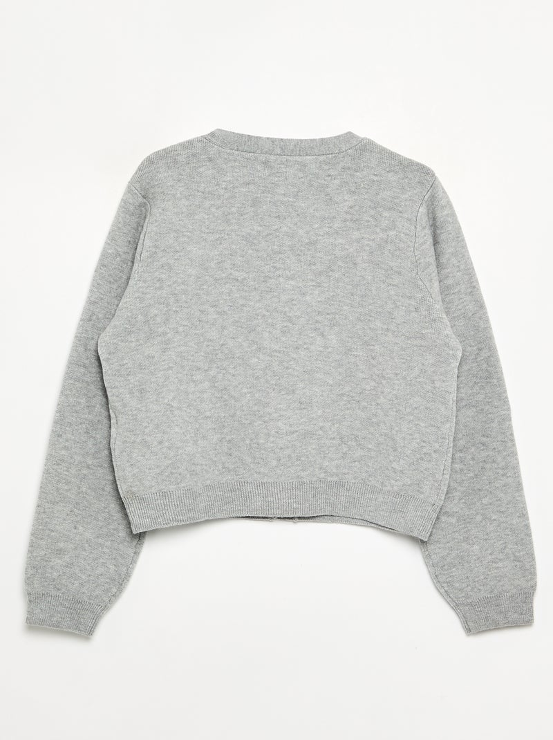 Gilet en maille compacte avec boutons argentés Gris clair - Kiabi