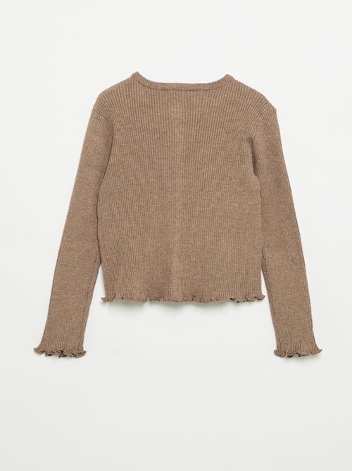 Gilet en maille côtelée à manches longues - Kiabi