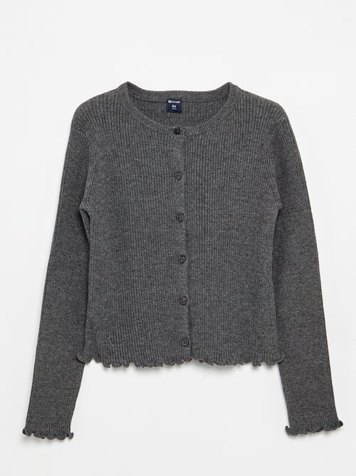 Gilet en maille côtelée à manches longues - Kiabi