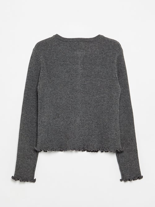 Gilet en maille côtelée à manches longues - Kiabi
