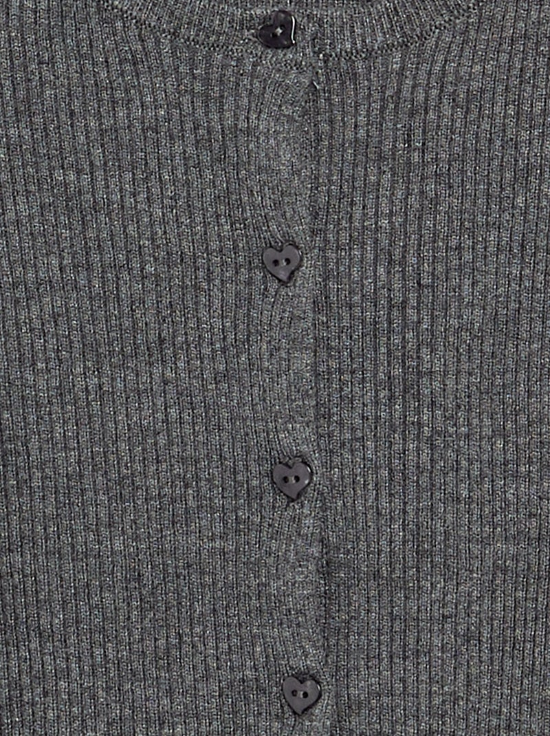 Gilet en maille côtelée à manches longues Gris - Kiabi