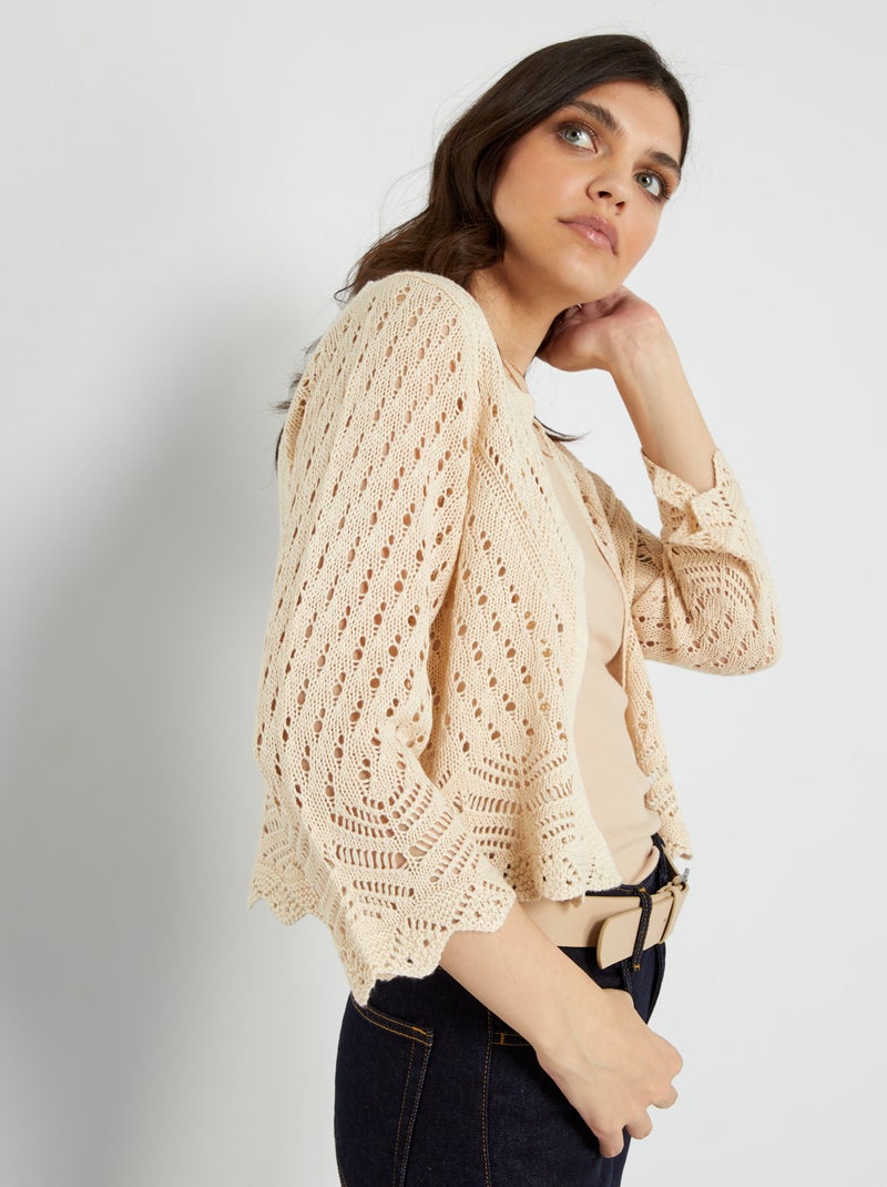 Gilet en maille crochet 'JDY' Beige - Kiabi