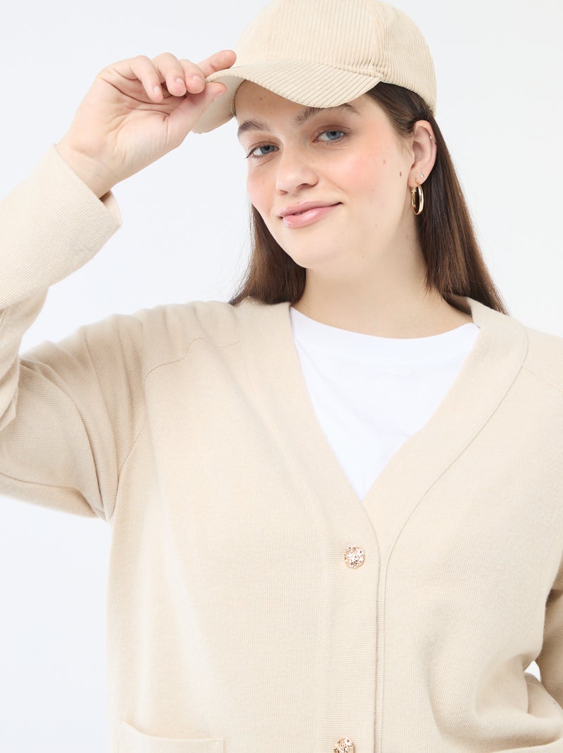 Gilet en maille doudou Beige - Kiabi