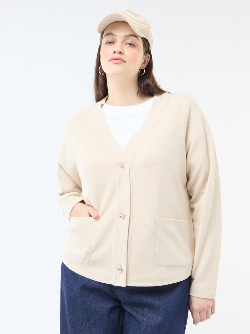 Gilet en maille doudou Beige - Kiabi