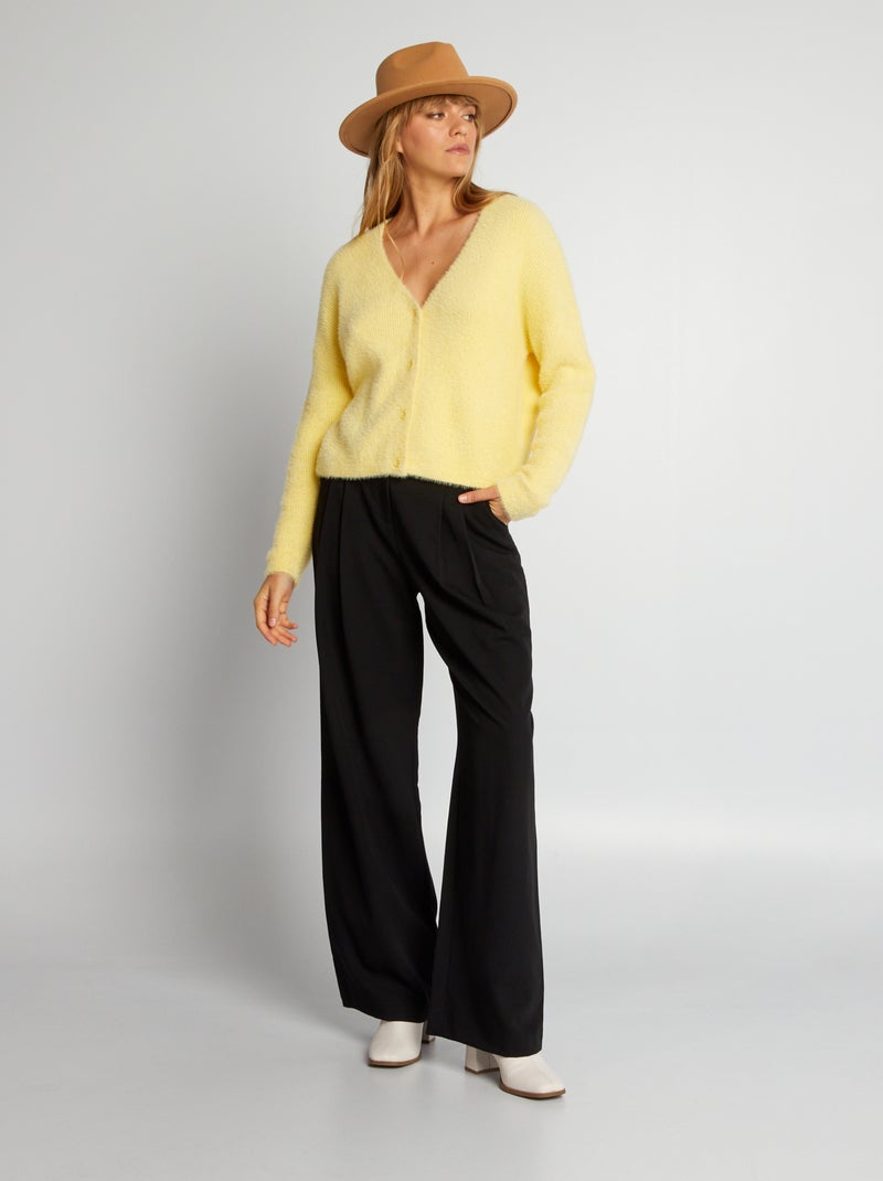 Gilet en maille doudou Jaune - Kiabi
