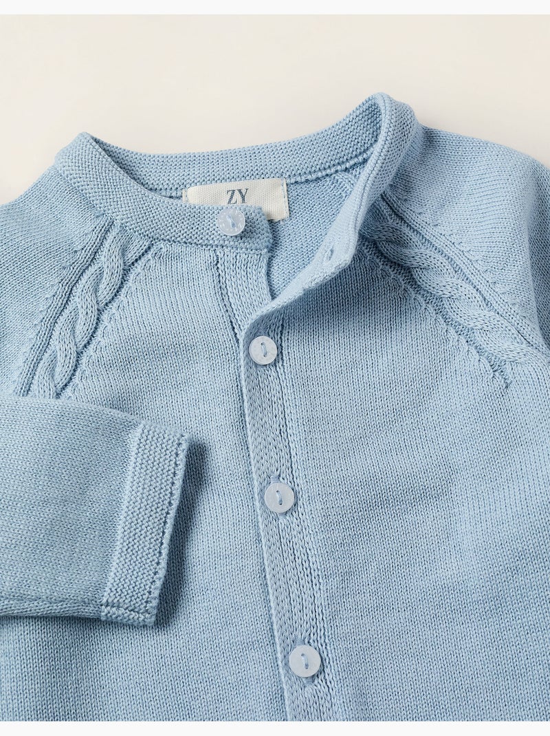 Gilet en Maille en Coton Bleu clair - Kiabi