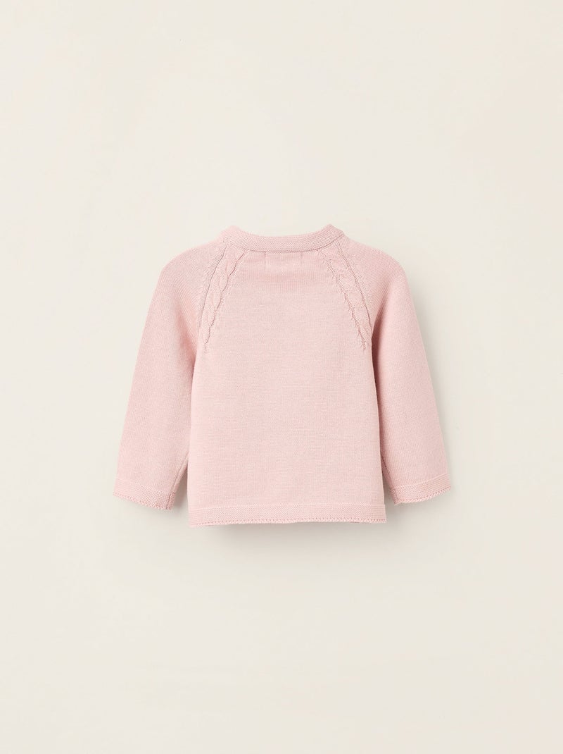 Gilet en Maille en Coton Rose clair - Kiabi
