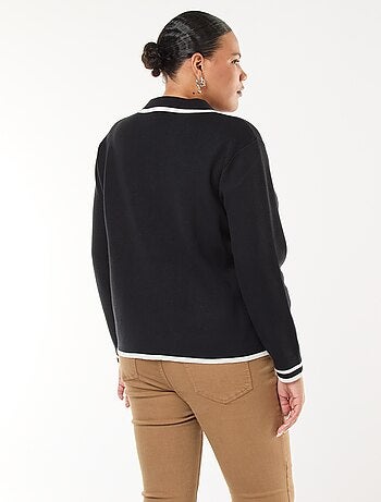 Gilet en maille épaisse avec 2 poches et boutons fantaisies