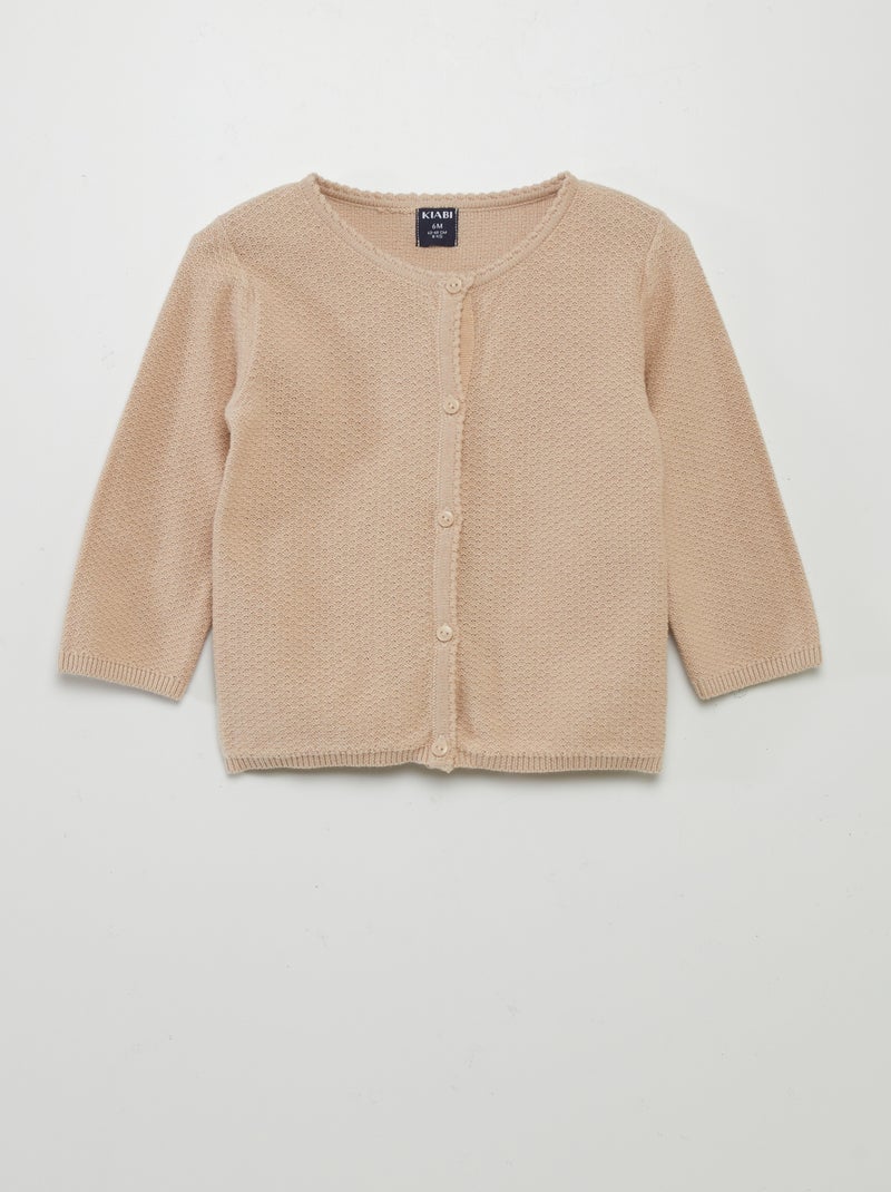 Gilet en maille fantaisie Beige - Kiabi