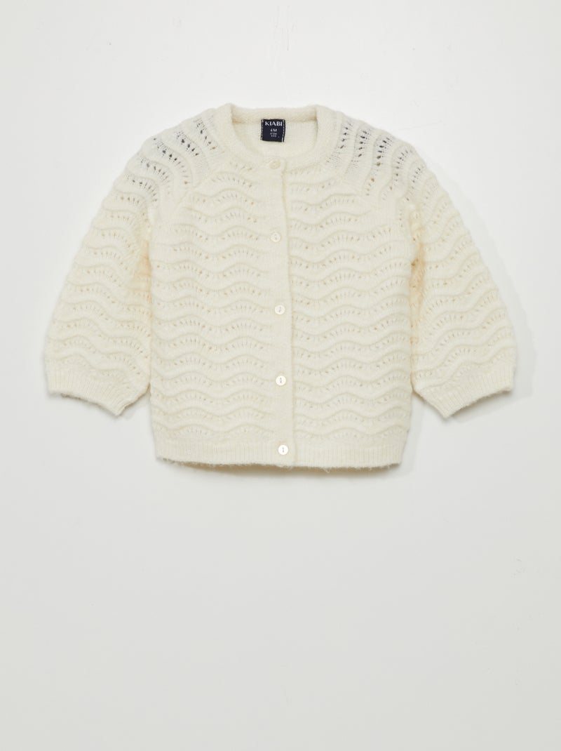 Gilet en maille fantaisie Blanc - Kiabi