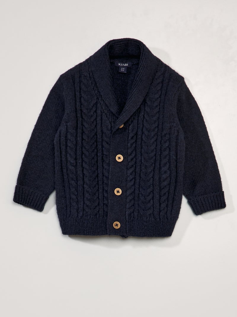 Gilet en maille fantaisie bleu marine - Kiabi