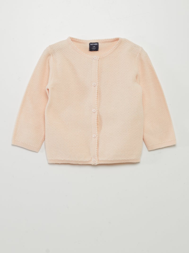 Gilet en maille fantaisie Rose - Kiabi