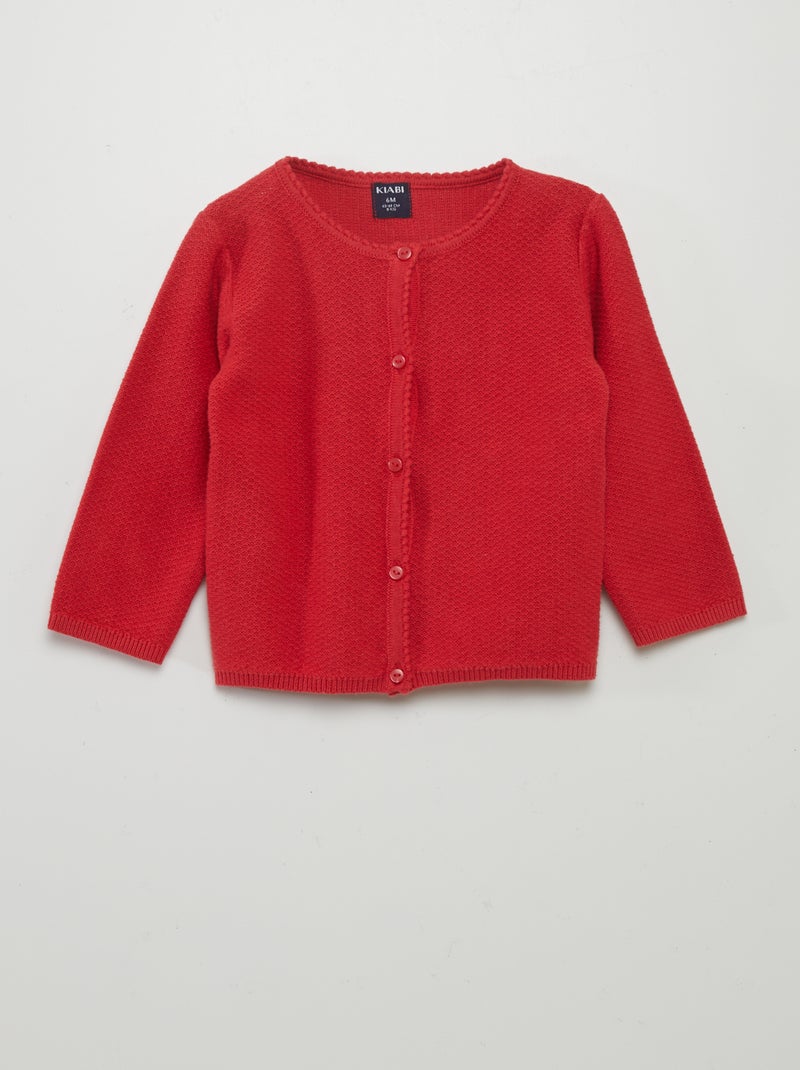 Gilet en maille fantaisie Rouge - Kiabi