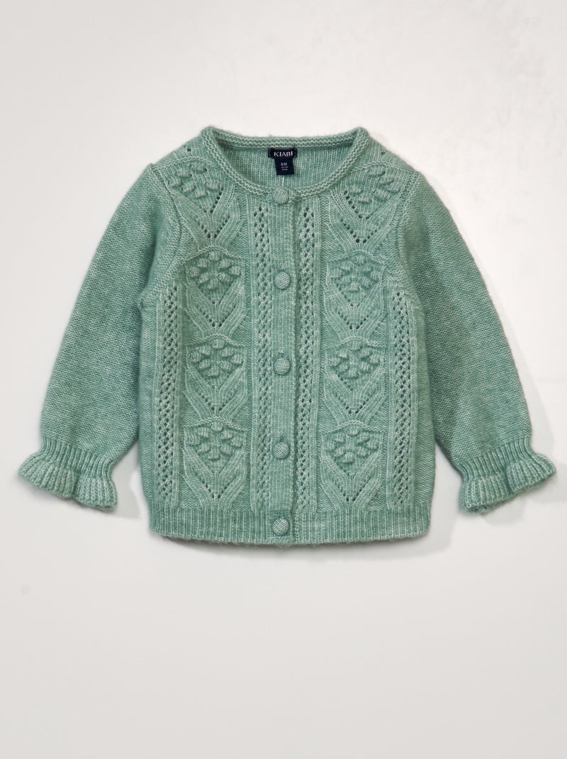 Gilet en maille fantaisie Vert - Kiabi