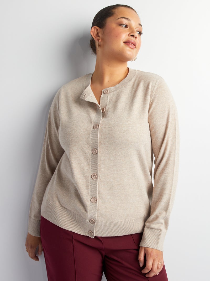 Gilet en maille fine Beige - Kiabi