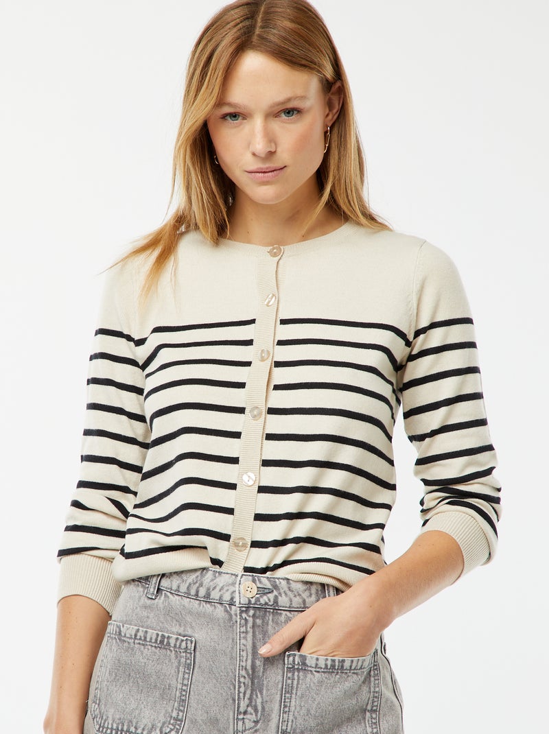 Gilet en maille fine Beige - Kiabi