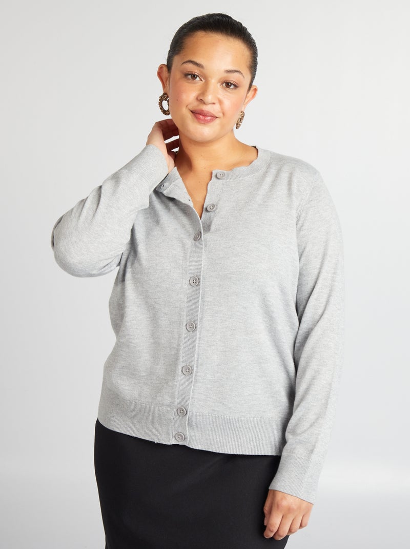 Gilet en maille fine Gris - Kiabi