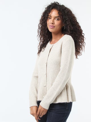 Gilet en maille fine jauge à base volantée